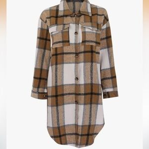 Plaid Longline Shirt Jacket